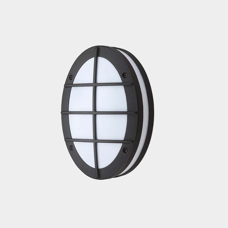 Grid round bulkhead wall light with corrosion-aware material selection for coastal projects